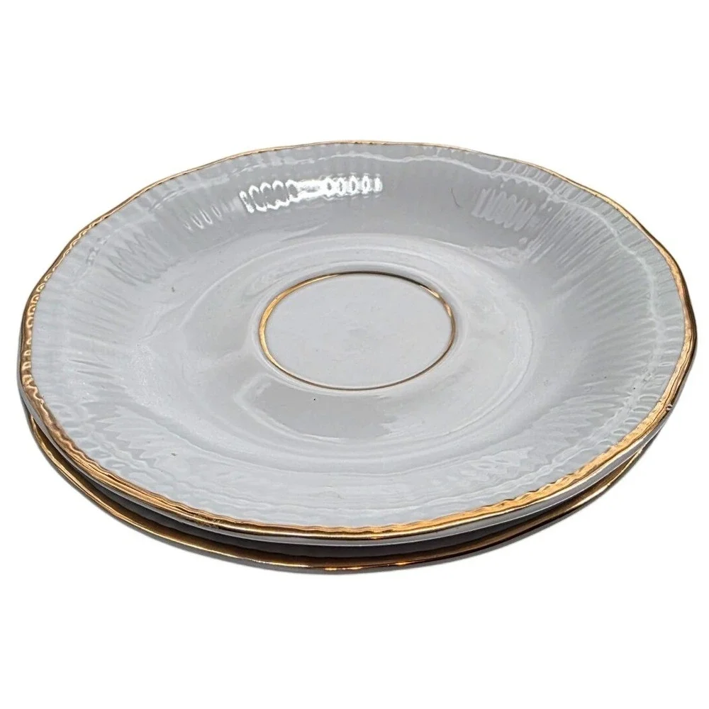 Vintage Winterling Bavaria Germany Porcelain White Gold Trim‎ Saucer 5